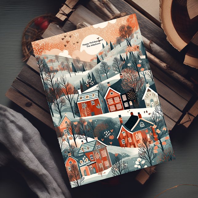 Christmas Woodland  Cosy Village Holiday Card (Creator Uploaded)