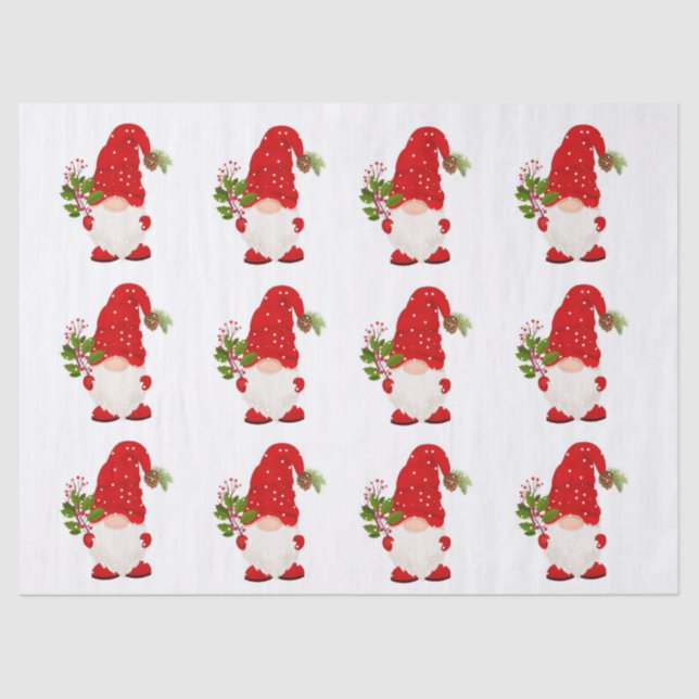 Christmas woodland Gnome Tissue Paper (Front)