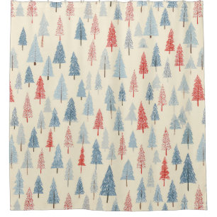 Christmas Woodland Tree Scandinavian Pattern Shower Curtain