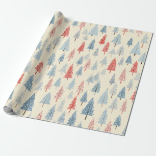Christmas Woodland Tree Scandinavian Pattern Wrapping Paper