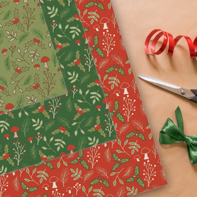 Christmas Woodlands Red and Green Wrapping Paper Sheet (Creator Uploaded)