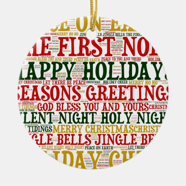 Christmas Word Art Cloud 2-Ceramic Ornament (Front)