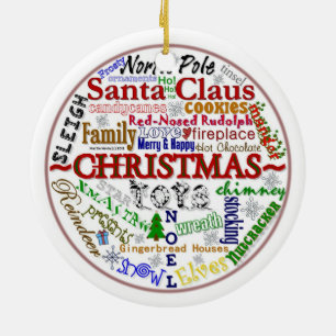 Christmas Word-Art (Personalise w/ Your Photo) Ceramic Tree Decoration