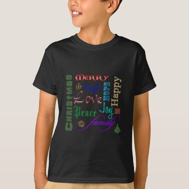 Christmas Word Picture Colour T-Shirt (Front)