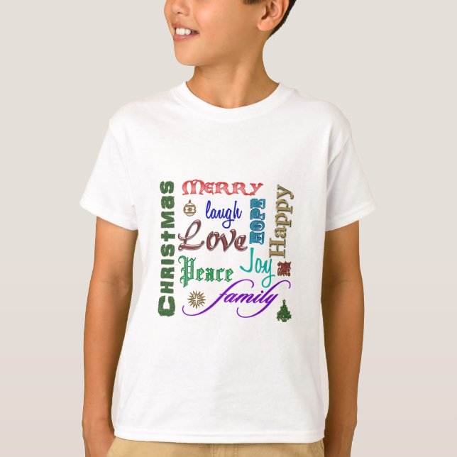 Christmas Word Picture Colour T-Shirt (Front)