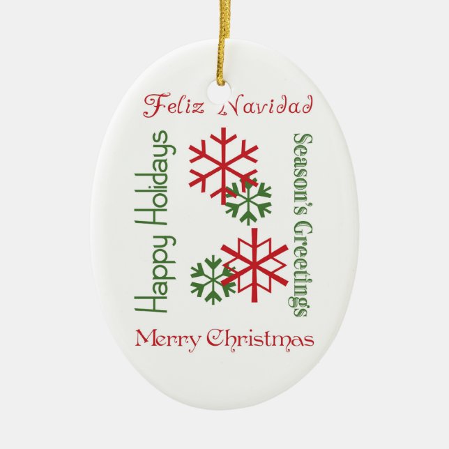 Christmas Words Ceramic Ornament (Front)
