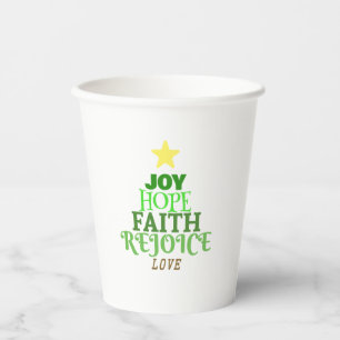 Christmas Words Christmas Tree Paper Cups