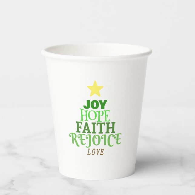 Christmas Words Christmas Tree Paper Cups (Front)