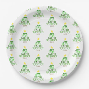 Christmas Words Christmas Tree Paper Plate