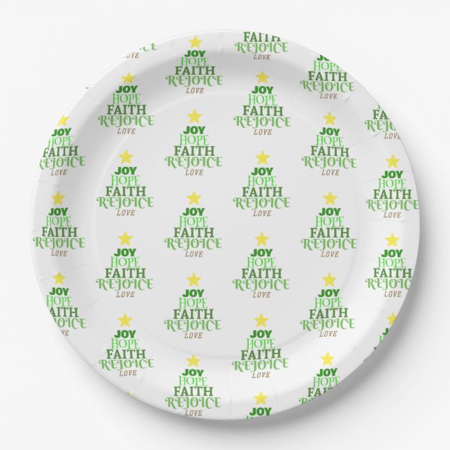Christmas Words Christmas Tree Paper Plate (Front)