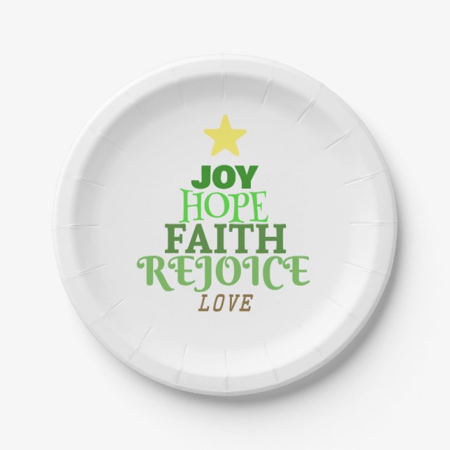 Christmas Words Christmas Tree Paper Plate (Front)