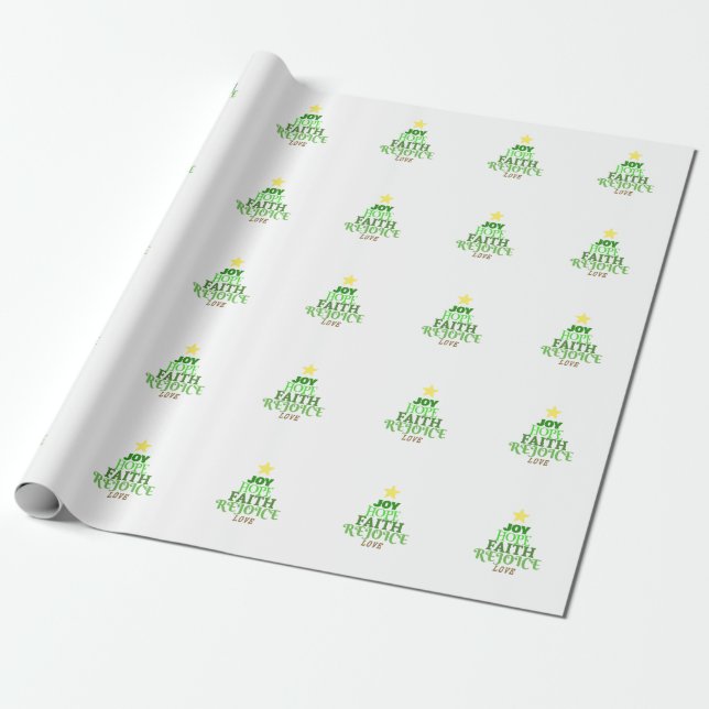 Christmas Words Christmas Tree Wrapping Paper (Unrolled)