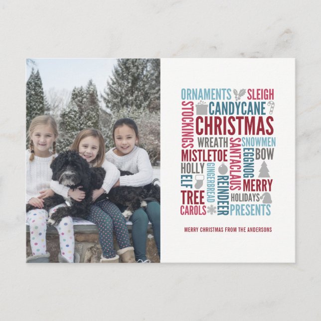 Christmas Words Holiday Photo Postcard (Front)