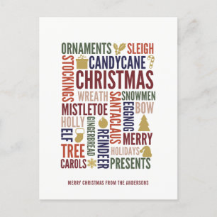 Christmas Words Holiday Postcard