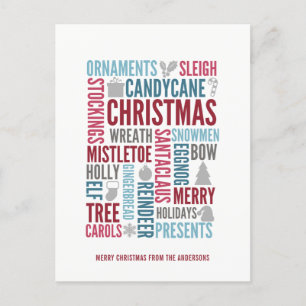 Christmas Words Holiday Postcard