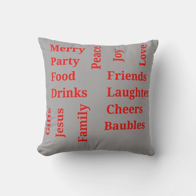 christmas words in bold typography  cushion (Front)