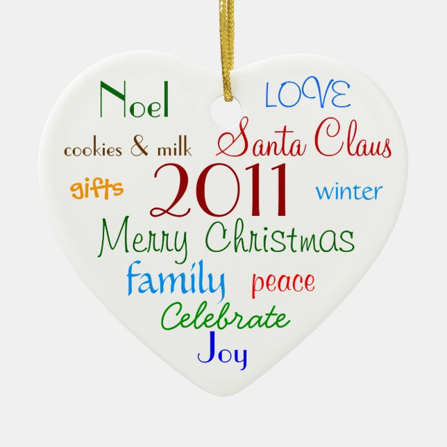 Christmas Words Personalised Ornament (Front)