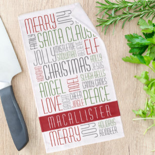 Christmas Words Personalised Towel