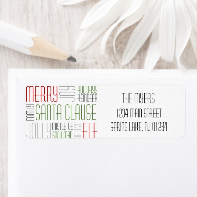 Christmas Words Return Label - Holidayzfordayz (Insitu)