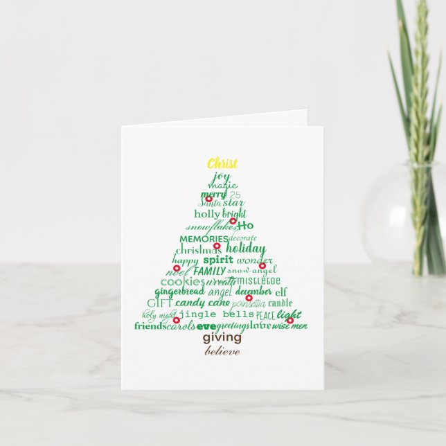 Christmas Words Tree - 4x6 Folded Card (Front)