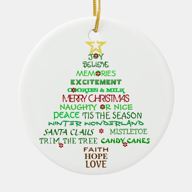 Christmas Words Tree Ornament (Front)