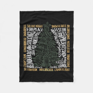 Christmas Words Tree Unique Holiday Design Fleece Blanket