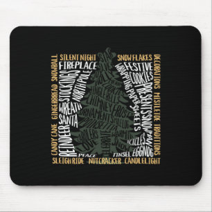 Christmas Words Tree Unique Holiday Design  Mouse Pad