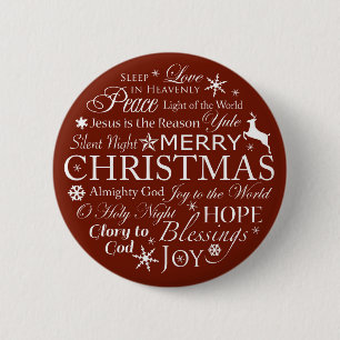 Christmas Words Typography 6 Cm Round Badge