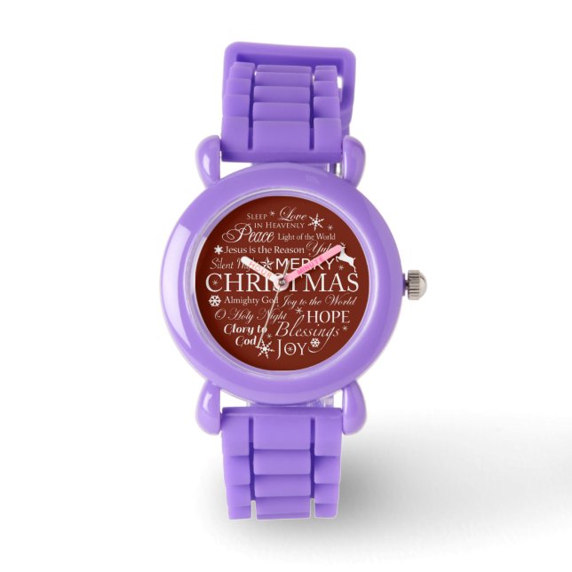 Christmas Words Typography Circle Kid Watch (Front)