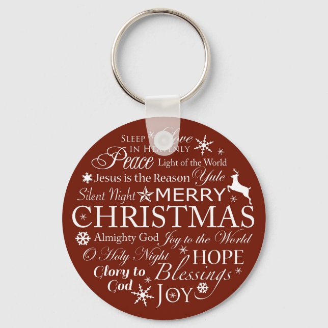 Christmas Words Typography Key Ring (Front)
