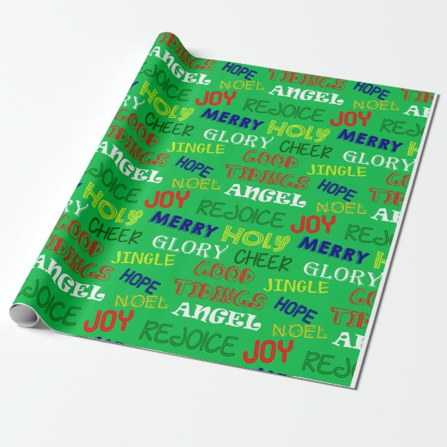 Christmas Words Wrapping Paper (Unrolled)
