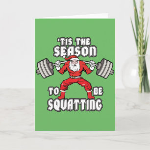 Christmas Workout Humour - Santa Claus Squat Holiday Card