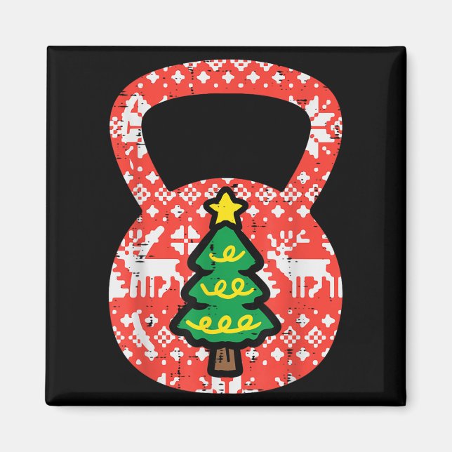 Christmas Workout Kettlebell Xmas Gym Exercise Wom Magnet (Front)