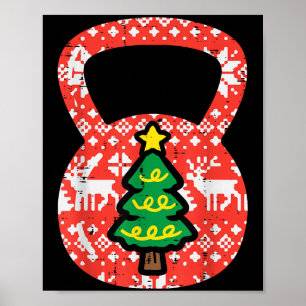 Christmas Workout Kettlebell Xmas Gym Exercise Wom Poster