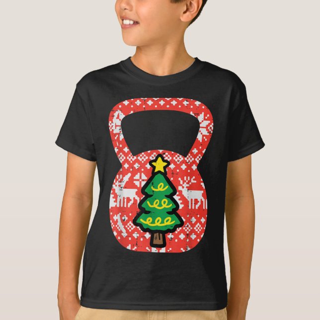 Christmas Workout Kettlebell Xmas Gym Exercise Wom T-Shirt (Front)