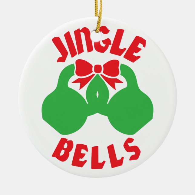 Christmas Workout Motivation Jingle "Kettle Bells" Ceramic Tree Decoration (Front)