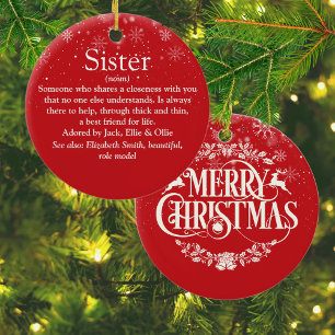 Christmas World's Best Ever Sister Definition Ceramic Tree Decoration