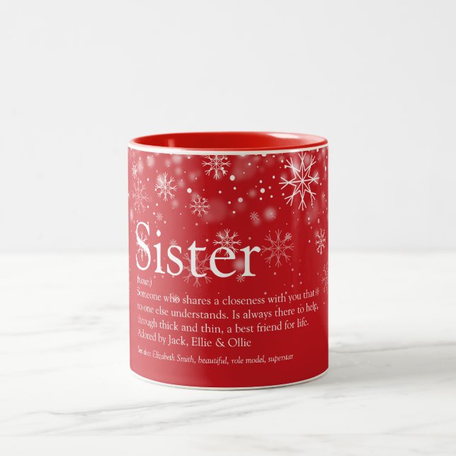 Christmas World's Best Ever Sister Definition Two-Tone Coffee Mug (Center)
