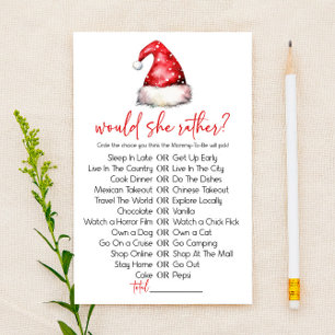 Christmas Would She Rather Baby Shower Game Stationery