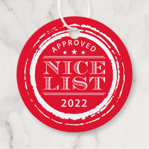 CHRISTMAS WRAPPING funny nice list stamp red Favour Tags