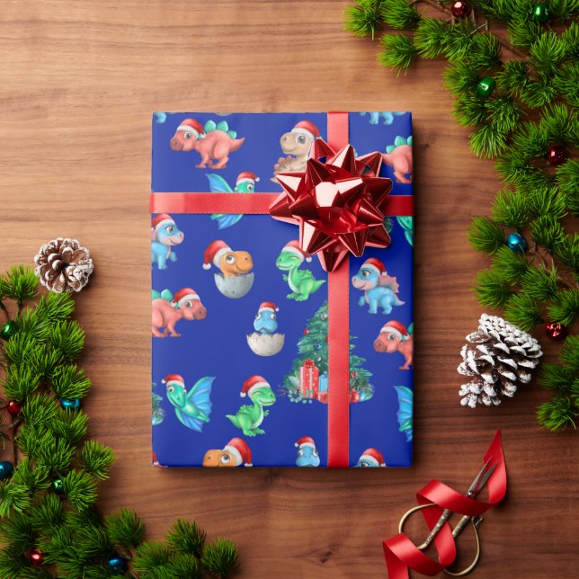 Christmas Wrapping Paper Dinosaur Kids Cute  (Holiday Gift)