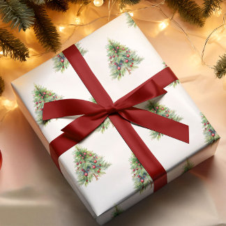 Christmas Wrapping Paper - Elegant Watercolor Pine