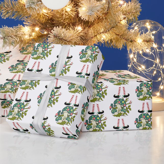 Christmas Wrapping Paper Elf Mushroom (Holidays)