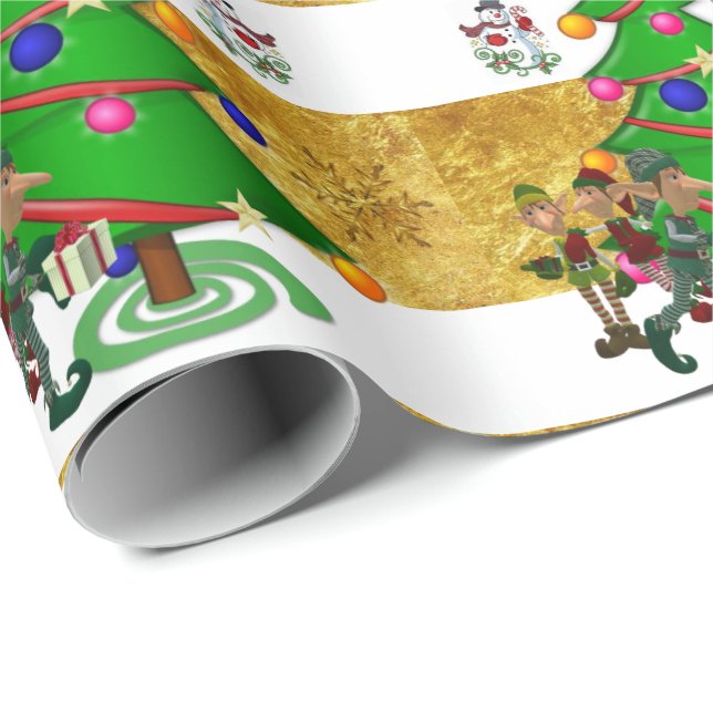 Christmas Wrapping Paper Elf Snowman (Roll Corner)