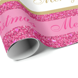 Christmas Wrapping Paper-Faux Glitter Striped Paper