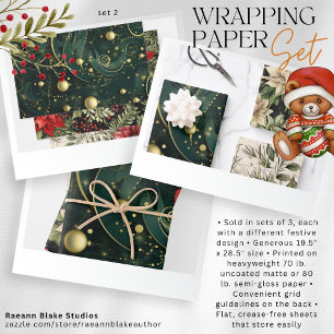 Christmas Wrapping Paper Flat Sheet Set 2