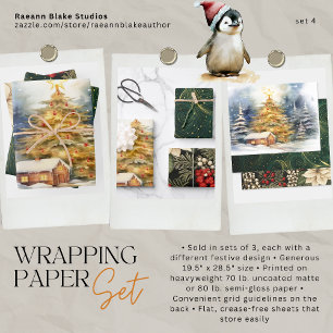 Christmas Wrapping Paper Flat Sheet Set 4