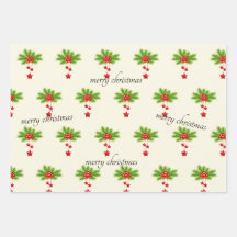 Christmas Wrapping Paper Flat Sheet Set of 3