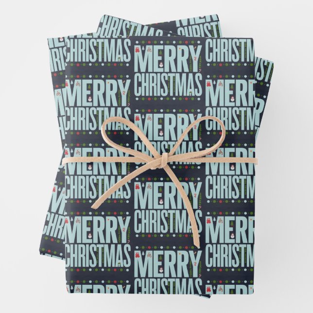 Christmas Wrapping Paper Flat Sheet Set of 3 (In situ)