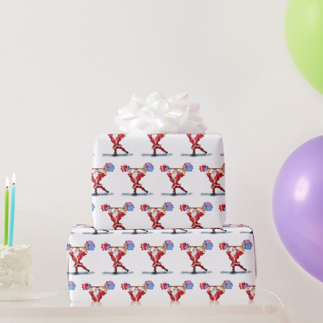 Christmas Wrapping Paper Funny Fit Santa with Gift (Party Gifts)